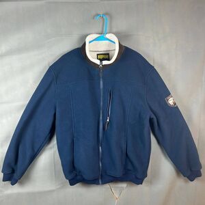 Atlas For Men Fleece Jacket Size L Navy Blue Full Zip Pockets Sherpa-Lined